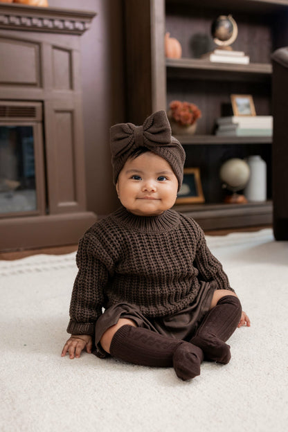 Kyte Baby Chunky Knit Sweater in Espresso