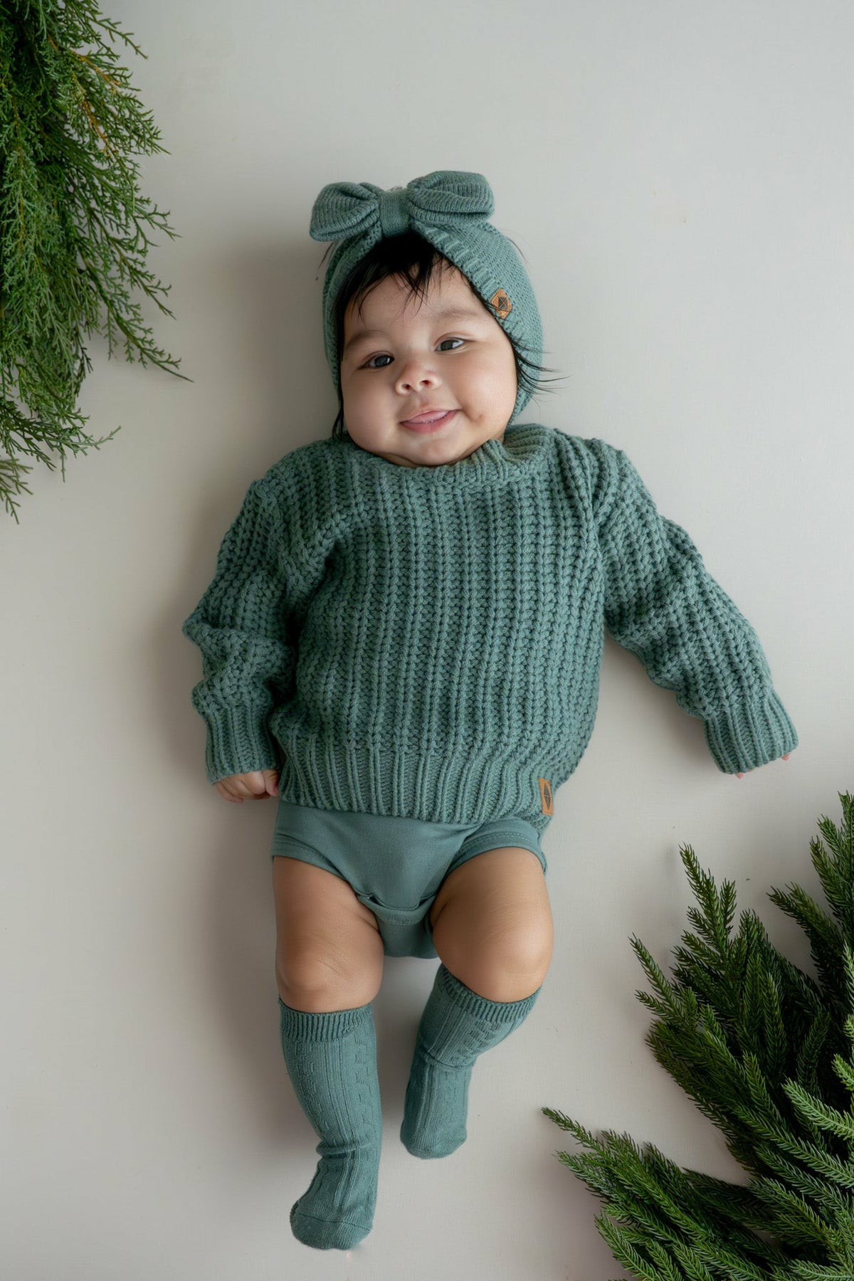 Kyte Baby Chunky Knit Sweater in Pine