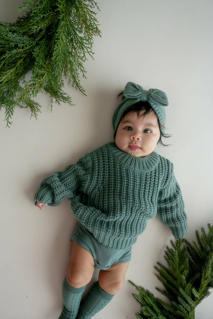 Kyte Baby Chunky Knit Sweater in Pine