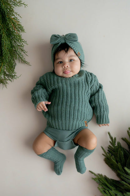 Kyte Baby Chunky Knit Sweater in Pine