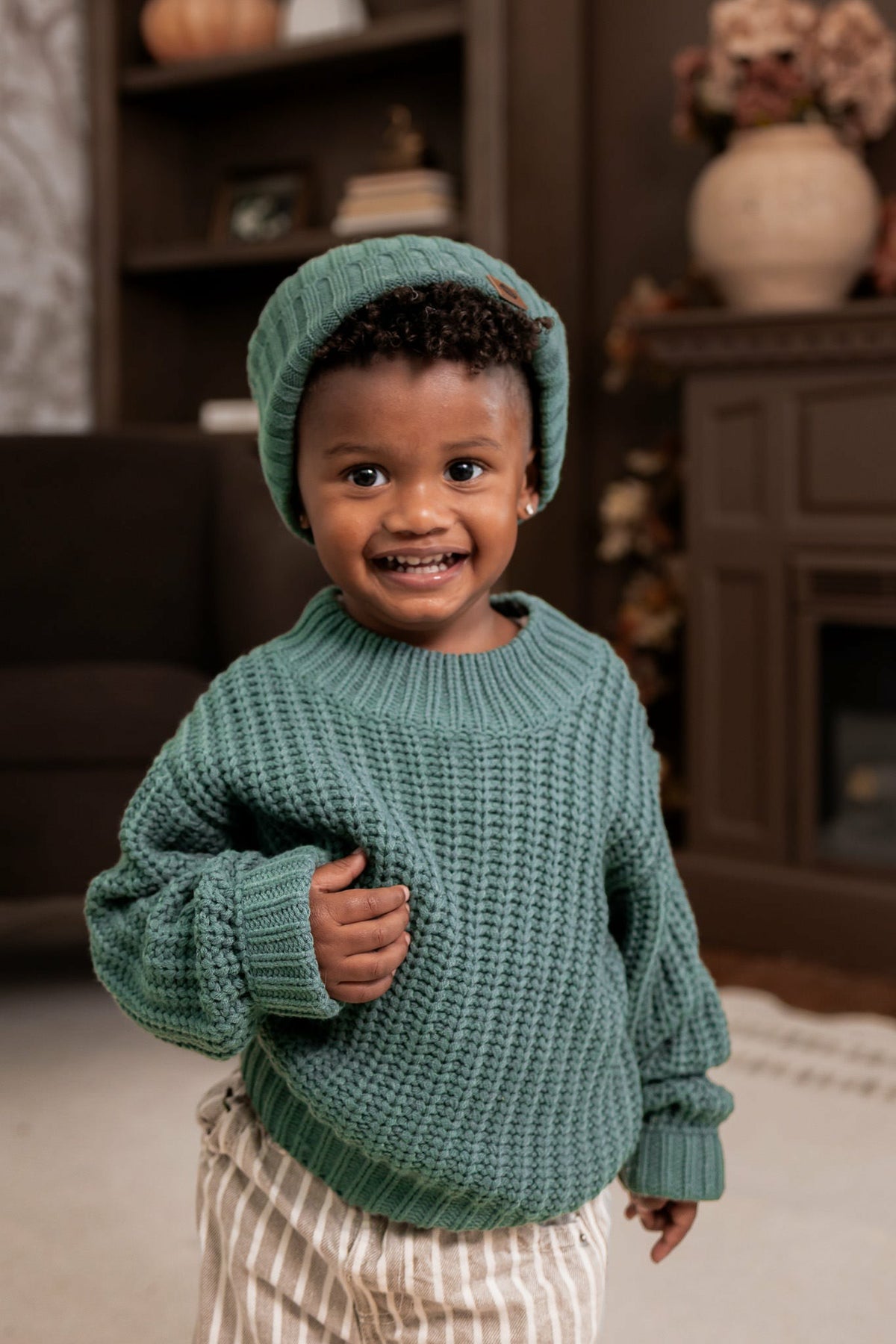 Kyte Baby Chunky Knit Sweater in Pine