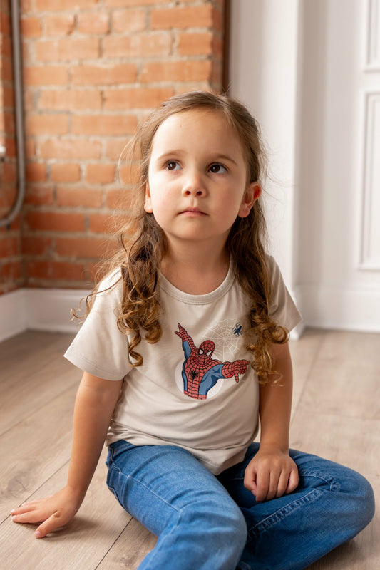 Kyte Baby Toddler Basic Tee in Spider-Man on Oat