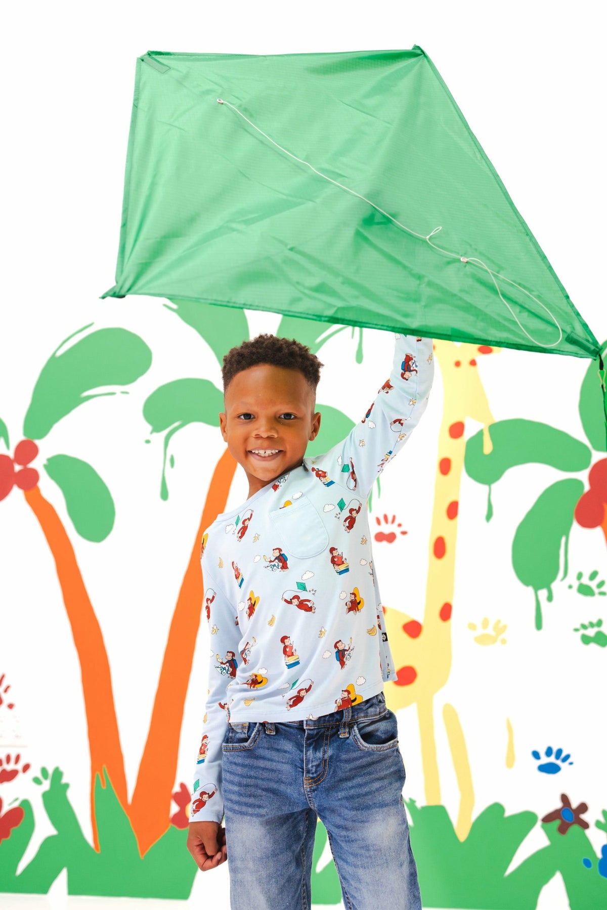 Kyte Baby Long Sleeve Toddler Crew Neck Tee in Curious George