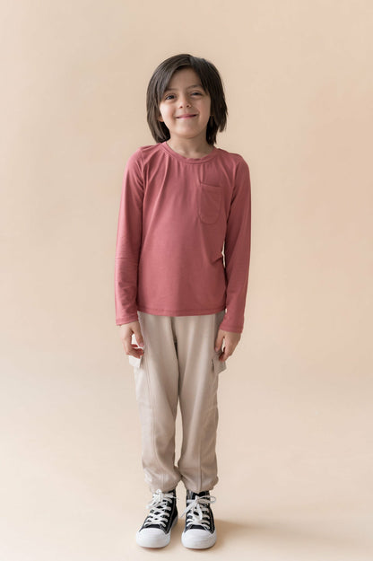 Kyte Baby Long Sleeve Toddler Crew Neck Tee in Ember