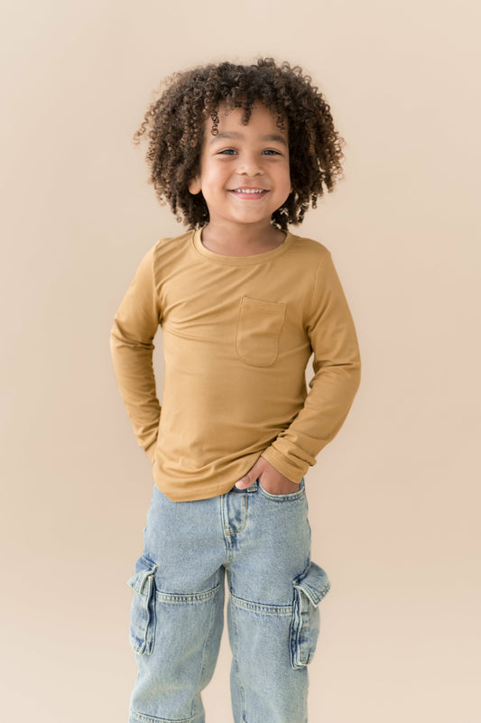 Kyte Baby Long Sleeve Toddler Crew Neck Tee in Ochre