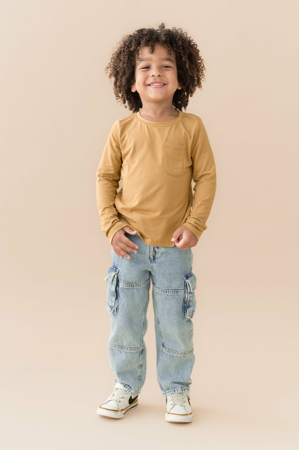 Kyte Baby Long Sleeve Toddler Crew Neck Tee in Ochre