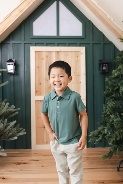 Kyte Baby Toddler Short Sleeve Polo in Pine