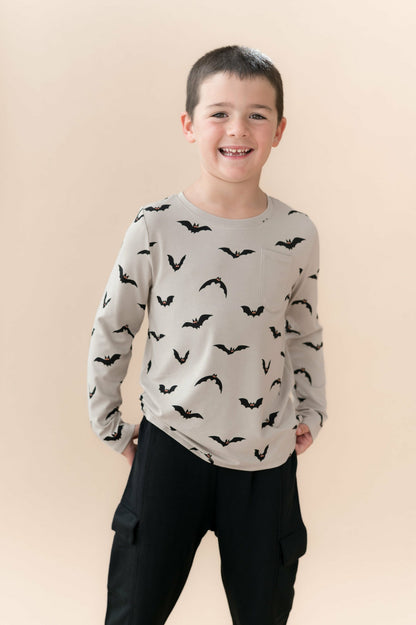 Kyte Baby Long Sleeve Toddler Crew Neck Tee in Bats
