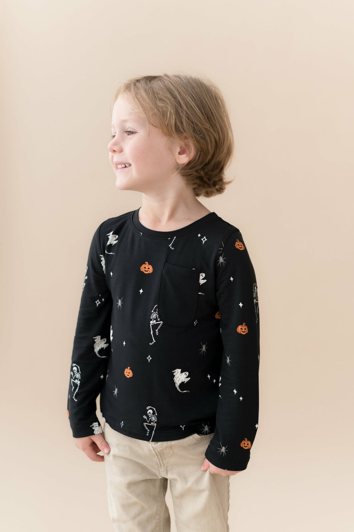 Kyte Baby Long Sleeve Toddler Crew Neck Tee in Halloween Friends
