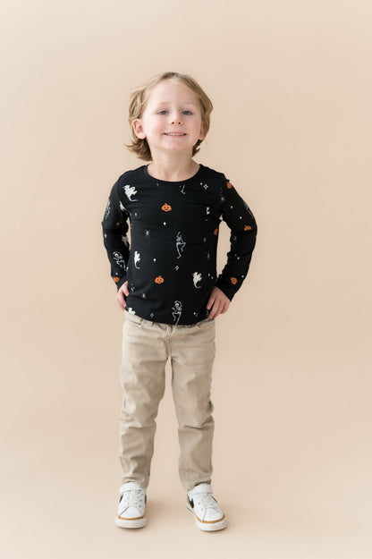 Kyte Baby Long Sleeve Toddler Crew Neck Tee in Halloween Friends