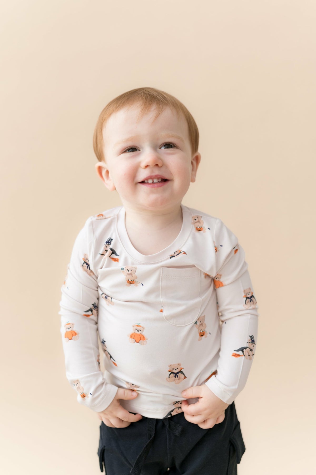 Kyte Baby Long Sleeve Toddler Crew Neck Tee in Halloween Teddy