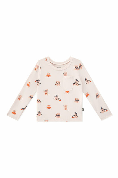 Kyte Baby Long Sleeve Toddler Crew Neck Tee in Halloween Teddy