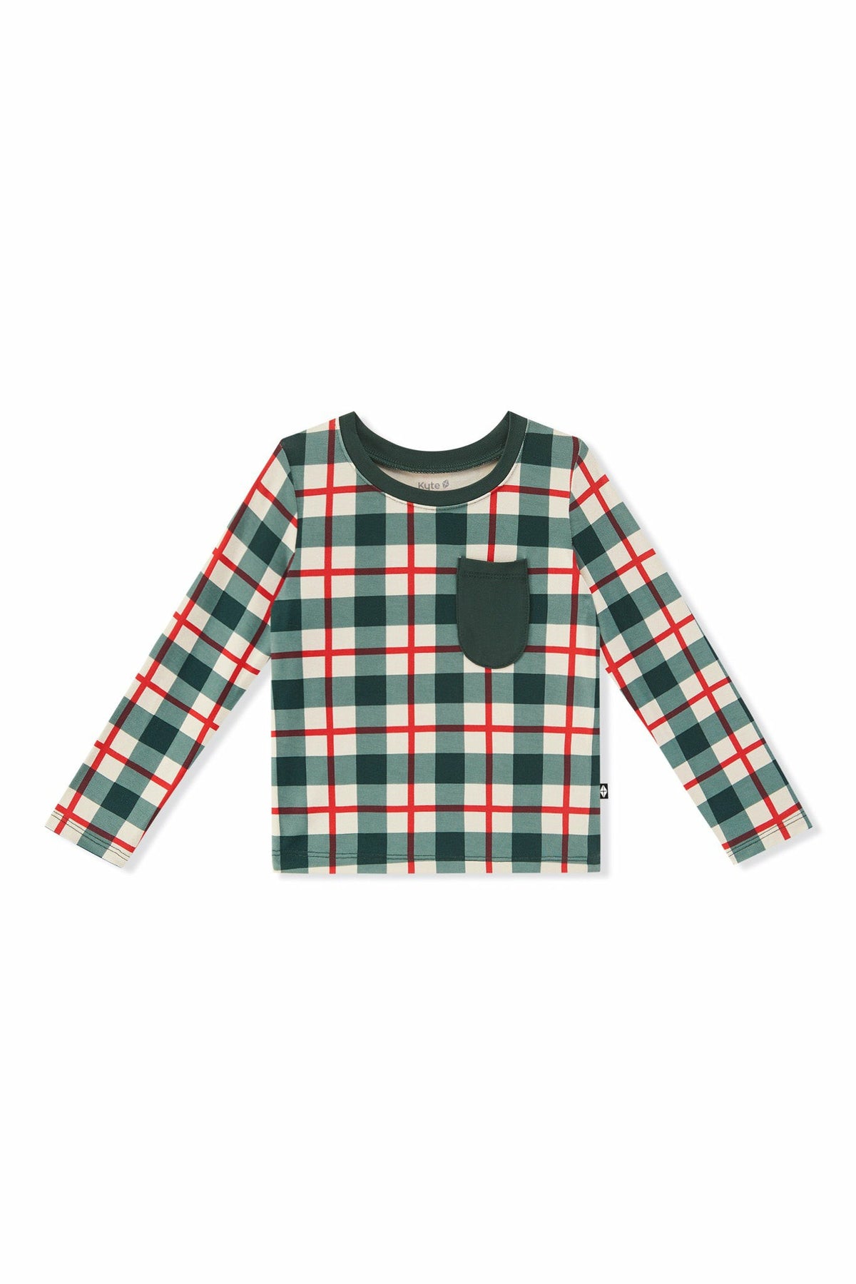Kyte Baby Long Sleeve Toddler Crew Neck Tee in Holiday Plaid