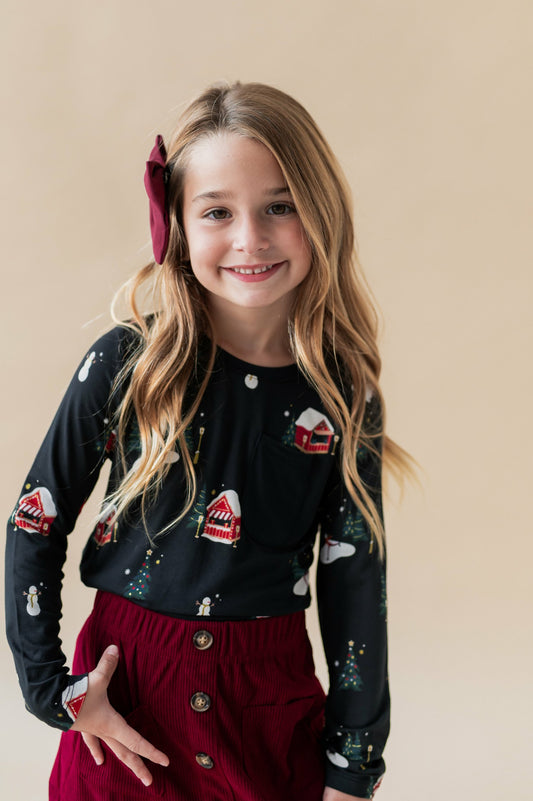 Kyte Baby Long Sleeve Toddler Crew Neck Tee in Winter Wonderland