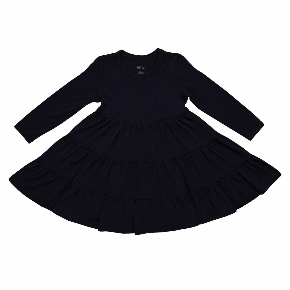 Kyte Baby Long Sleeve Tiered Girl's Dress Midnight Black
