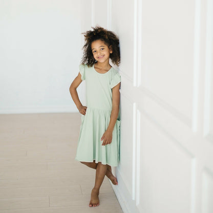 Kyte Baby Pocket Dress in Basil