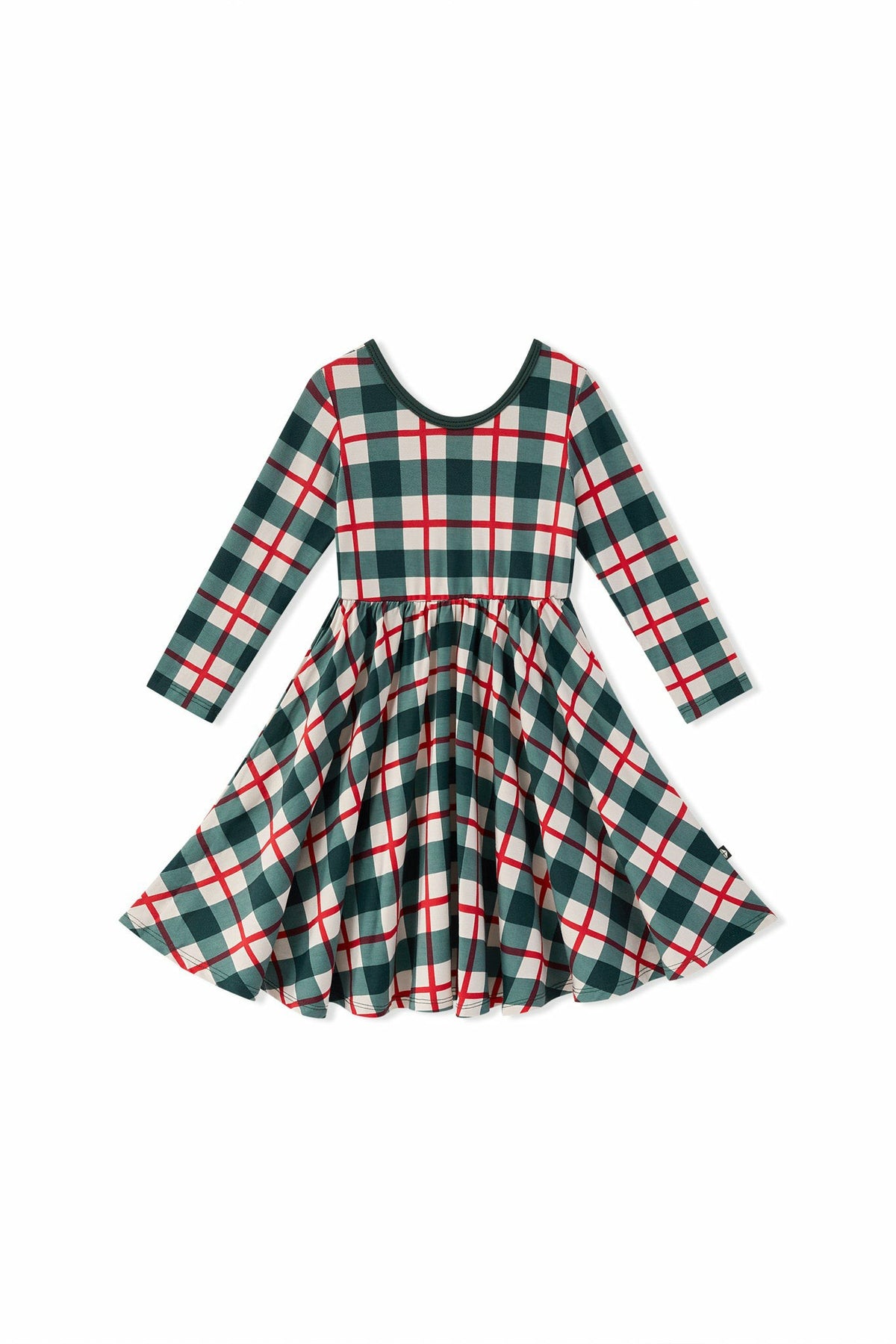 Kyte Baby Long Sleeve Twirl Dress in Holiday Plaid