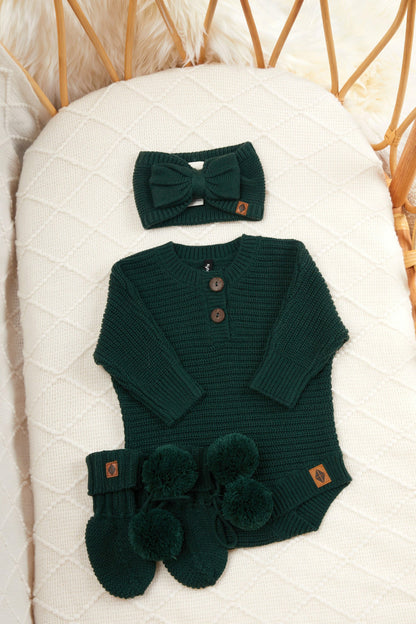 Kyte Baby Chunky Knit Romper in Cypress