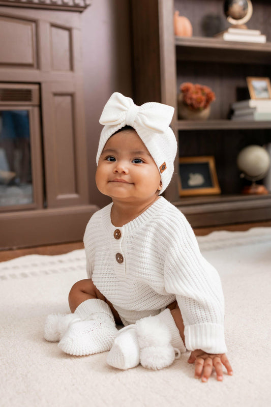 Kyte Baby Chunky Knit Romper in Cloud