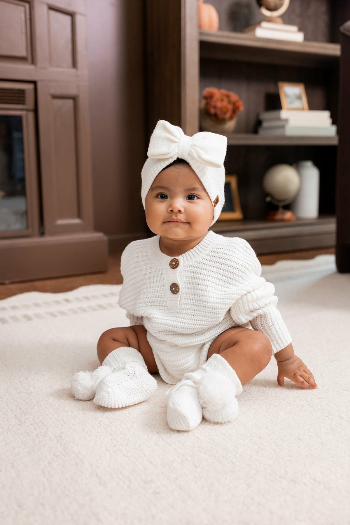 Kyte Baby Chunky Knit Romper in Cloud