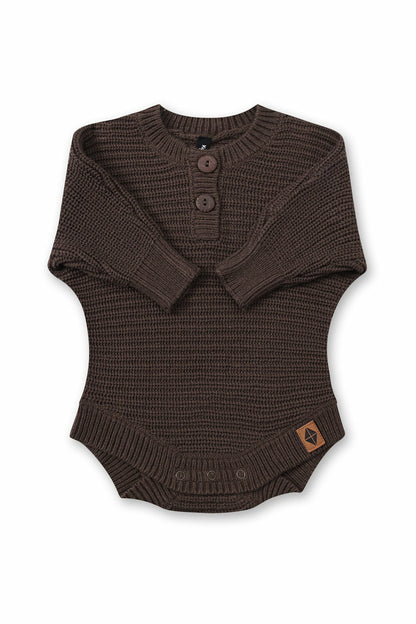 Kyte Baby Chunky Knit Romper in Espresso