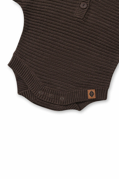 Kyte Baby Chunky Knit Romper in Espresso