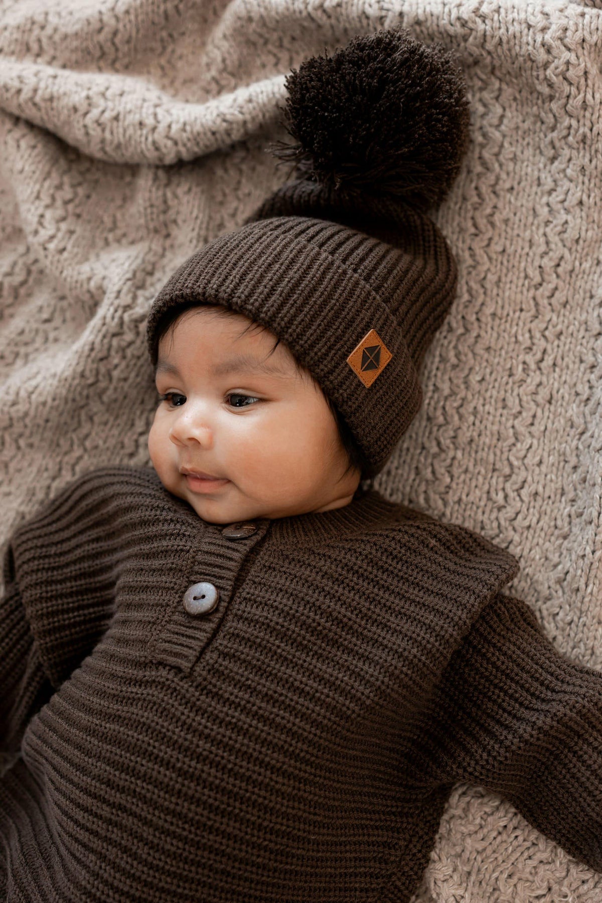 Kyte Baby Chunky Knit Romper in Espresso
