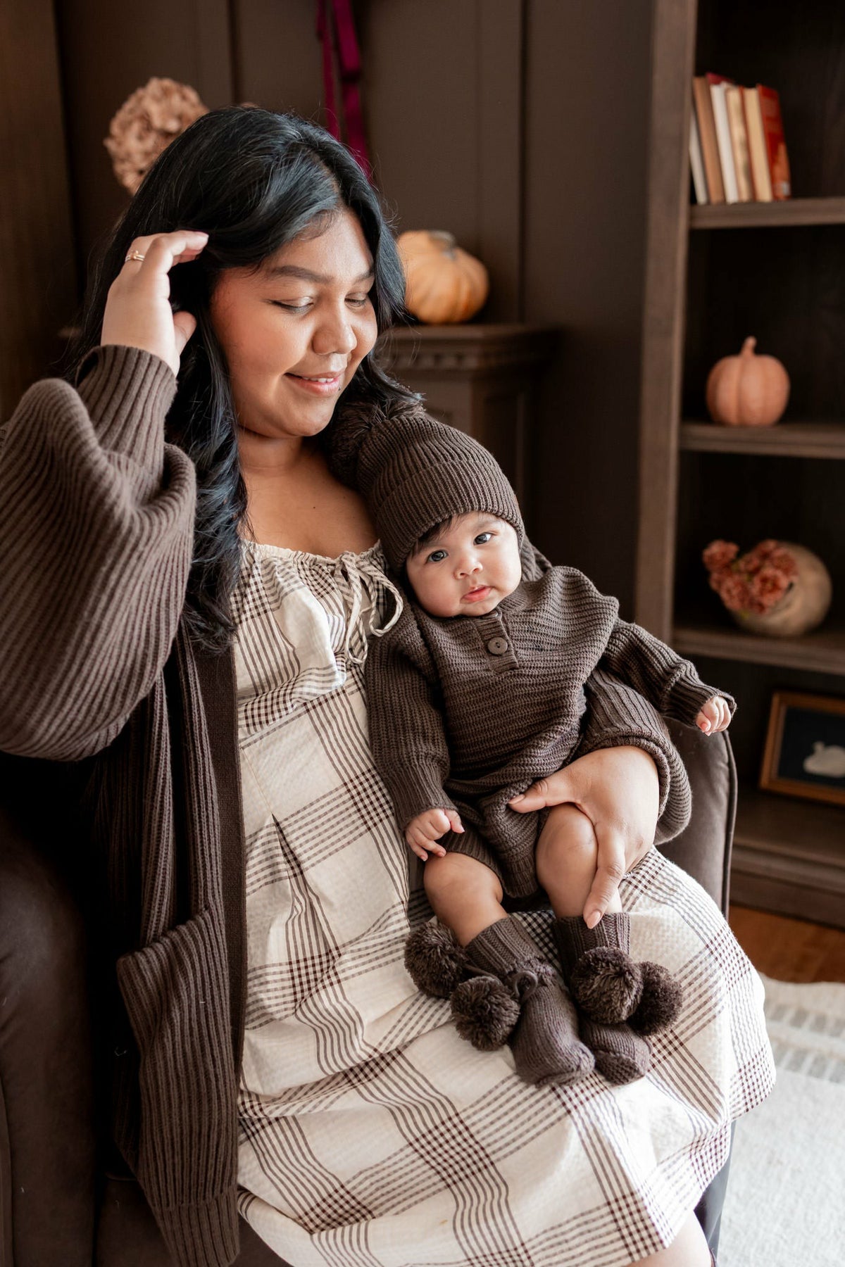 Kyte Baby Chunky Knit Romper in Espresso