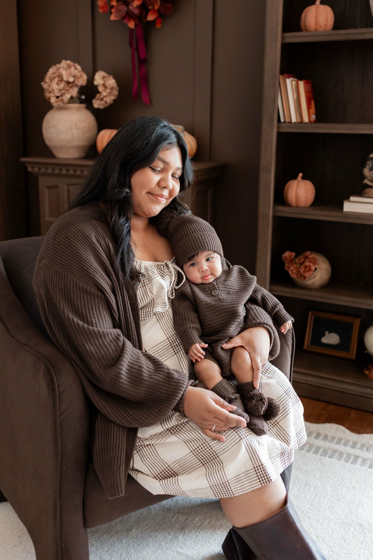 Kyte Baby Chunky Knit Romper in Espresso