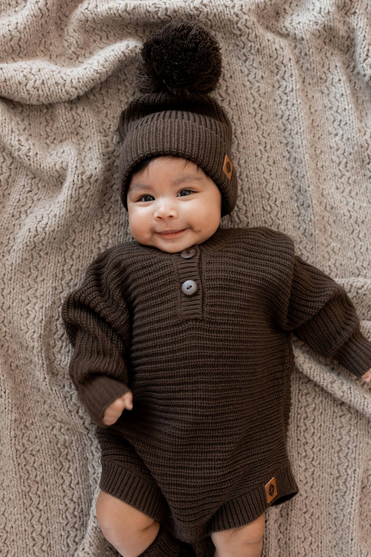 Kyte Baby Chunky Knit Romper in Espresso
