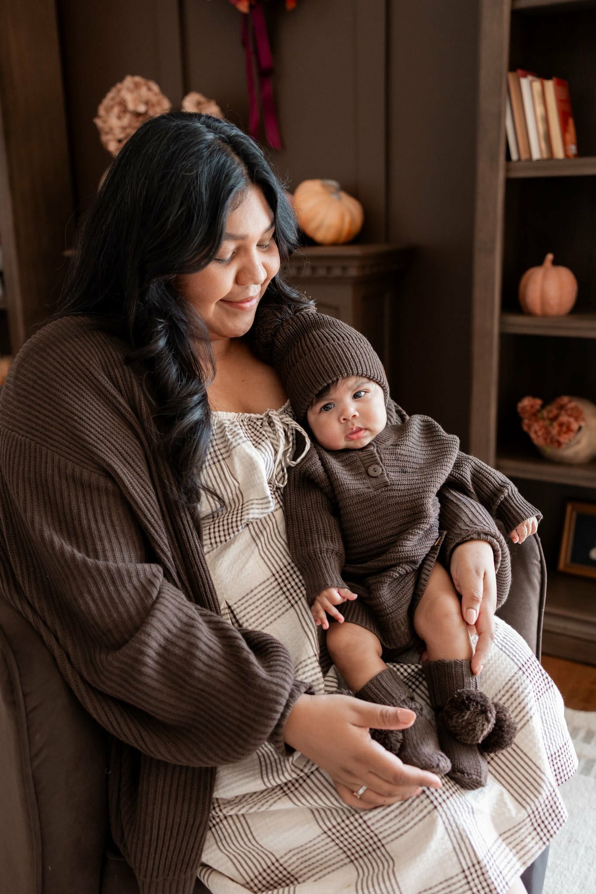 Kyte Baby Chunky Knit Romper in Espresso