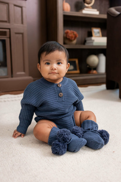 Kyte Baby Chunky Knit Romper in Oxford