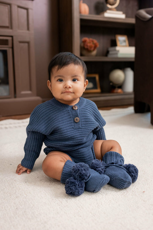 Kyte Baby Chunky Knit Romper in Oxford