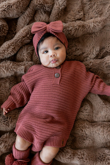 Kyte Baby Chunky Knit Romper in Ember