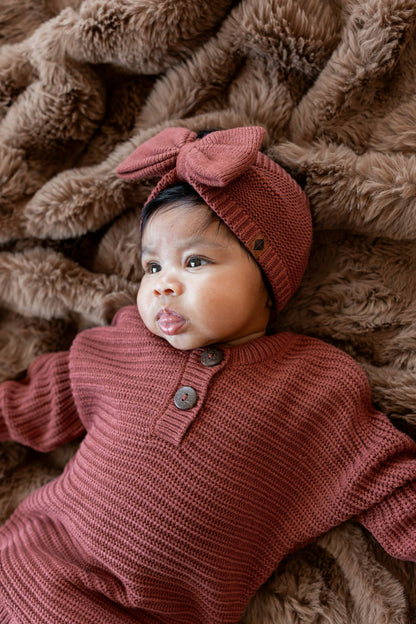 Kyte Baby Chunky Knit Romper in Ember