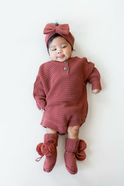 Kyte Baby Chunky Knit Romper in Ember