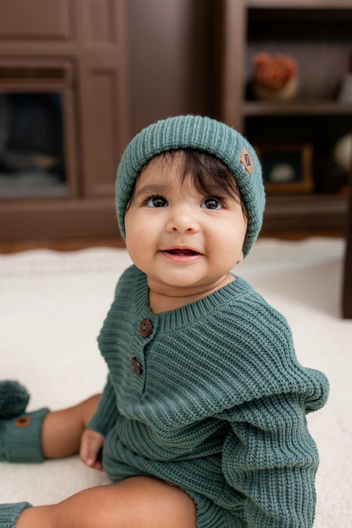 Kyte Baby Chunky Knit Romper in Pine