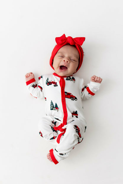 Kyte Baby Romper in Holiday Tree Farm