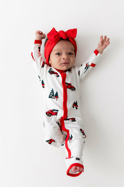Kyte Baby Romper in Holiday Tree Farm